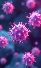 Naklejka premium microscopic cells biology cellular structure pink and blue