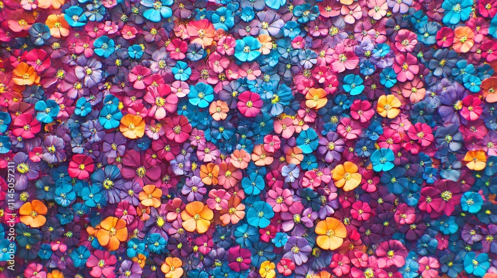 Aufkleber a vibrant array of colorful flowers in various hues, creating a lively and cheerful floral backdrop.