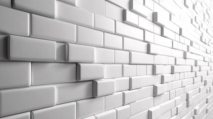 Stylish white textured wall tiles create a modern, elegant backdrop with varying dimensions and depth.