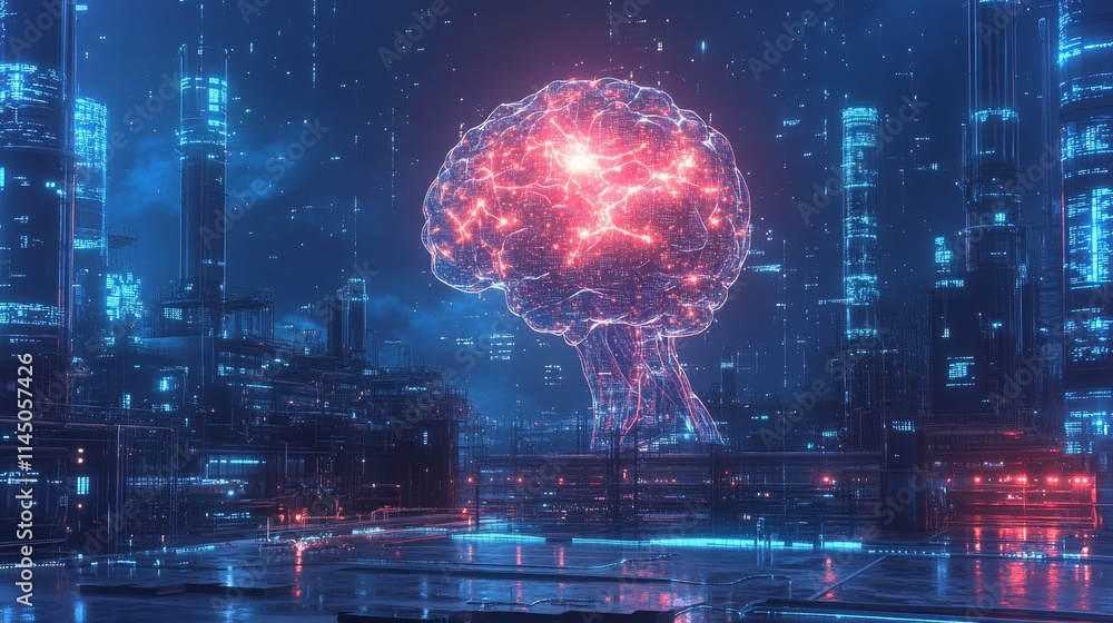Poster ai technology constructs adaptable algorithms in a futuristic digital landscape