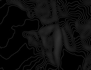 Curvas de nivel, mapa topográfico sobre fondo negro © Stockchi