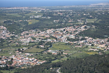 Panoramic view of Sintra town, Portugal, seen from the Moorish Castle.