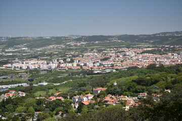 Panoramic view of Sintra town, Portugal, seen from the Moorish Castle.