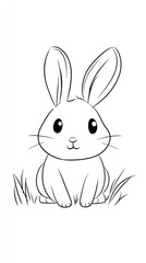 Fototapeta premium Adorable Cartoon Bunny Sitting in Grass