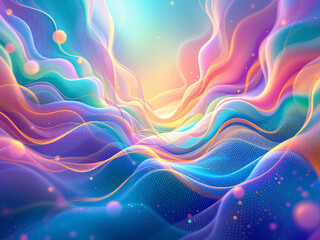 Luminous abstract waves in vibrant colors, flowing dynamically with a futuristic, ethereal glow.