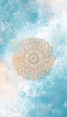 Peaceful Yoga Greeting Card Template with Mandala Patterns for Wellness Events