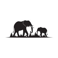 Fototapeta premium elephant silhouette vector line art logo illustration