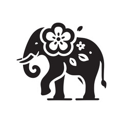 elephant silhouette vector line art logo illustration