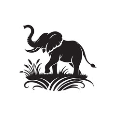 elephant silhouette vector line art logo illustration