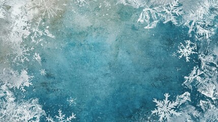 Winter-Themed Greeting Card with Snowflakes and Frosty Background for Holiday Messages