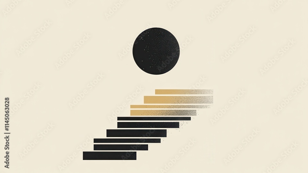 Poster a minimalist logo design showcasing an abstract representation of ascending steps with sleek lines a