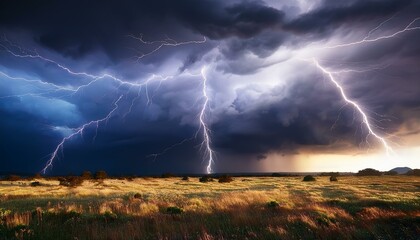 Thunder and lighting in the dark skies with gloomy clouds; wild and crazy weather with multiple lightning and thunder from the dark and gloomy clouds in the skies; weather photograpy; bad weather