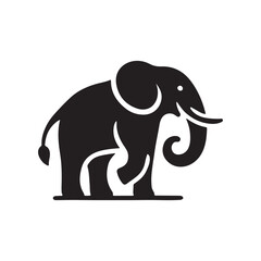 elephant silhouette vector line art logo illustration