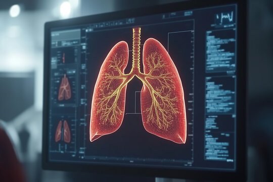 Lungs with cancer, virtual reality organ