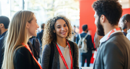 Career Fair Interaction with Job Seekers Networking in Professional Booths