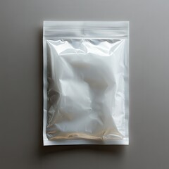 A wrinkled plastic pouch on a blank isolated surface.