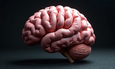 anatomical brain model detailed nerve endings pink brain