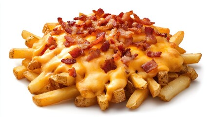 Fast food delight irresistible loaded bacon cheese fries in bright tasty photography