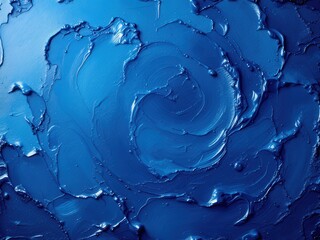 Deep ocean blue swirls create an abstract masterpiece reflecting serenity and depth in artistic expression