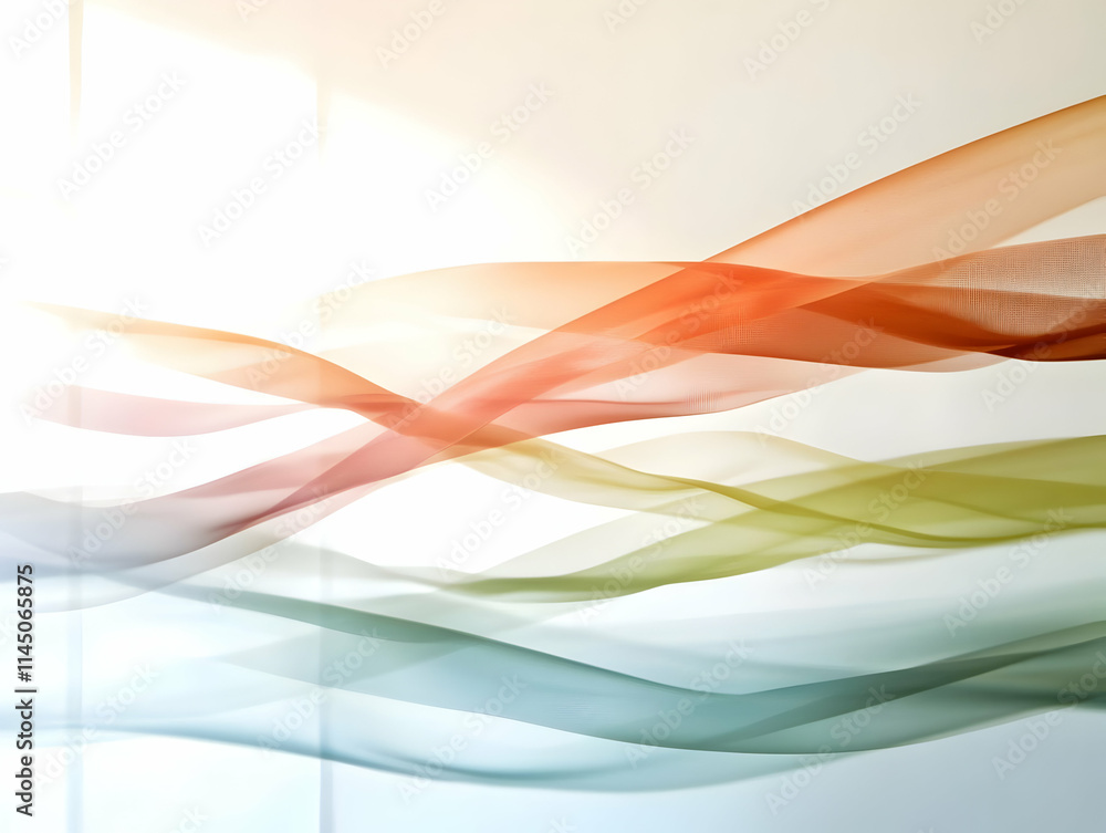 Poster abstract lines flow and curve gracefully with pastel colors in soft light and dreamlike ambiance. ba