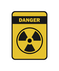 Radioactive material warning icon in flat style. Vector illustration of yellow color radiation hazard on isolated background. Caution sign business concept.