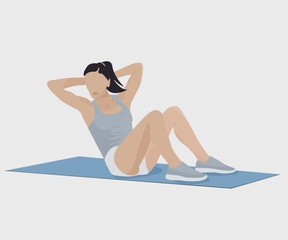 Woman doing the exercise. Flat vector illustration isolated on white background.