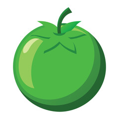 green tomato on white background