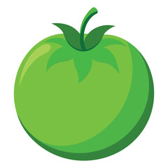 green tomato on white background