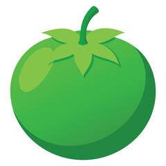 green tomato on white background