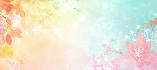 Cheerful Pastel Spring Background with Textured Floral Accents for Social Media Designs