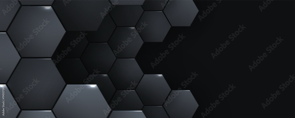Poster Geometric hexagon abstract background with simple polygonal elements