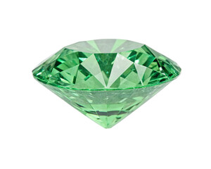 Green diamond isolated on transparent background. 