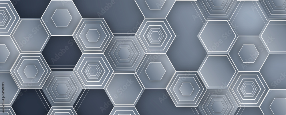 Poster Geometric hexagon abstract background with simple polygonal elements