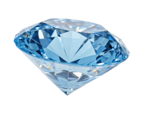 Blue diamond isolated on transparent background. 