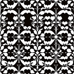 Black and White Damask Seamless Pattern 