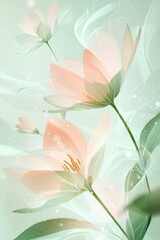 Obraz premium Elegant Spring Floral Background in Pastel Greens and Pinks for Seasonal Branding