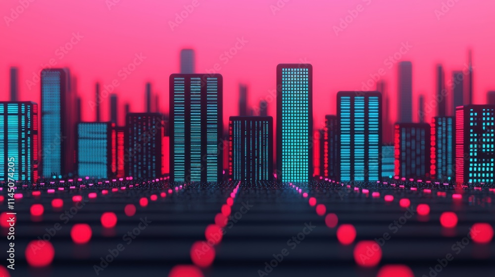 Poster futuristic smart city utilizing ai and data analytics