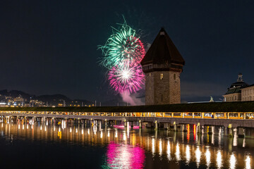 Fireworks in Lucerne, Switzerland, New Years Celebrations