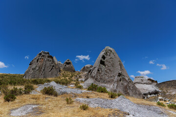 Smurfs' house in the Stone Forest of Pampachiri in Andahuaylas Peru, It is a spectacular rocky landscape in pointed or mushroom shapes.
