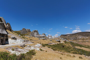 Pampachiri Stone Forest in Andahuaylas Peru. It is a spectacular rocky landscape in pointed or mushroom shapes, product of the eruption of the Qarwarasu and Sotaya volcanoes. 