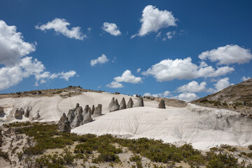 Fototapeta premium Pampachiri Stone Forest in Andahuaylas Peru. It is a spectacular rocky landscape in pointed or mushroom shapes, product of the eruption of the Qarwarasu and Sotaya volcanoes. 