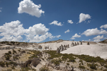 Pampachiri Stone Forest in Andahuaylas Peru. It is a spectacular rocky landscape in pointed or mushroom shapes, product of the eruption of the Qarwarasu and Sotaya volcanoes. 