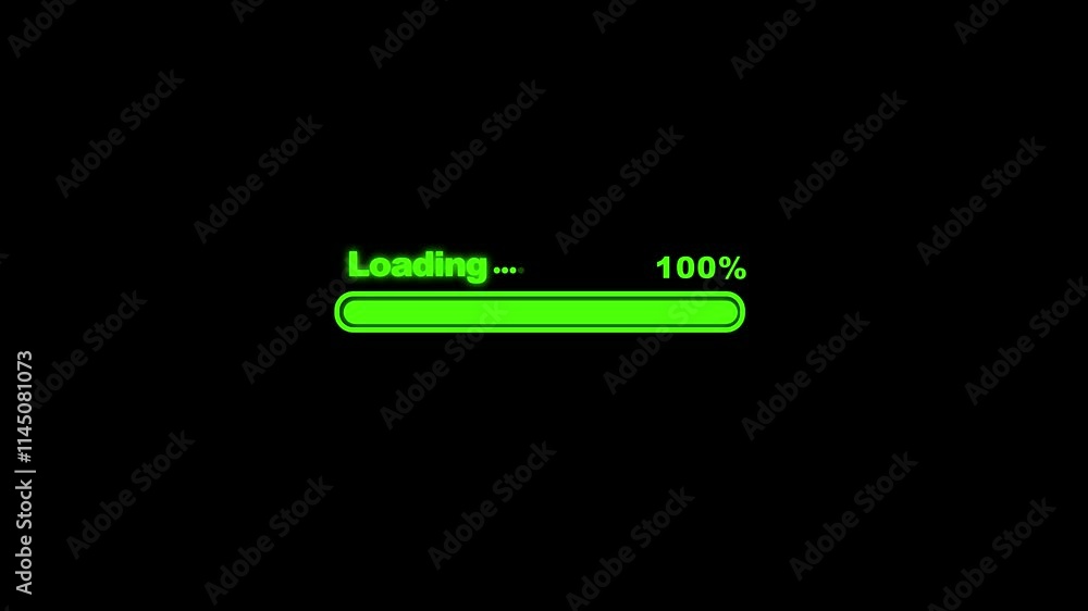 Aufkleber please wait black and white loading bar animation. volume scale visualization outline 2d cartoon 4k 