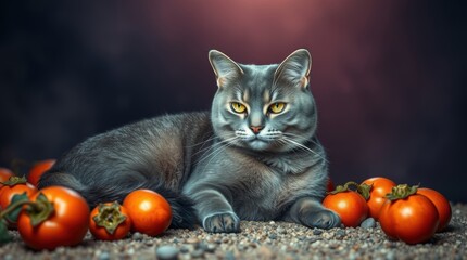 british cat and persimmon