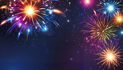 Fototapeta premium Colorful fireworks display on a dark background for celebrations and events