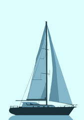 blue isolated sailing yacht isolated vector

