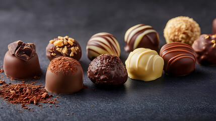 Obraz premium A selection of chocolate pralines.