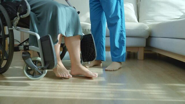 Compassionate Caregiver Support for Elderly in Wheelchair Indoor Assistance and Connection at Home for Enhanced Mobility and Comfort