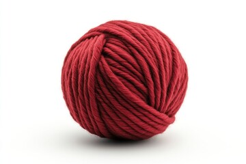 Red yarn ball isolated on white background.