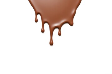Melting chocolate drips against a clean white background